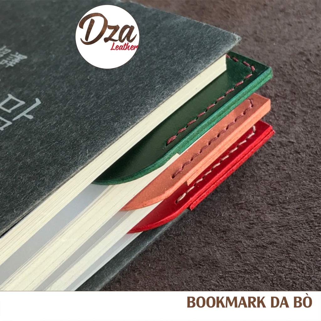 Bookmark da bò đánh dấu trang sách Dza leather nhiều màu giao màu ngẫu nhiên