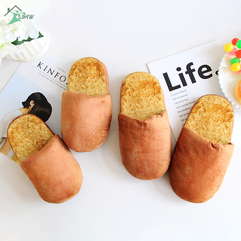 Dép Bông Đi Trong Nhà Đế Mềm Chống Trượt Hình Bánh Mì Xinh Xắn