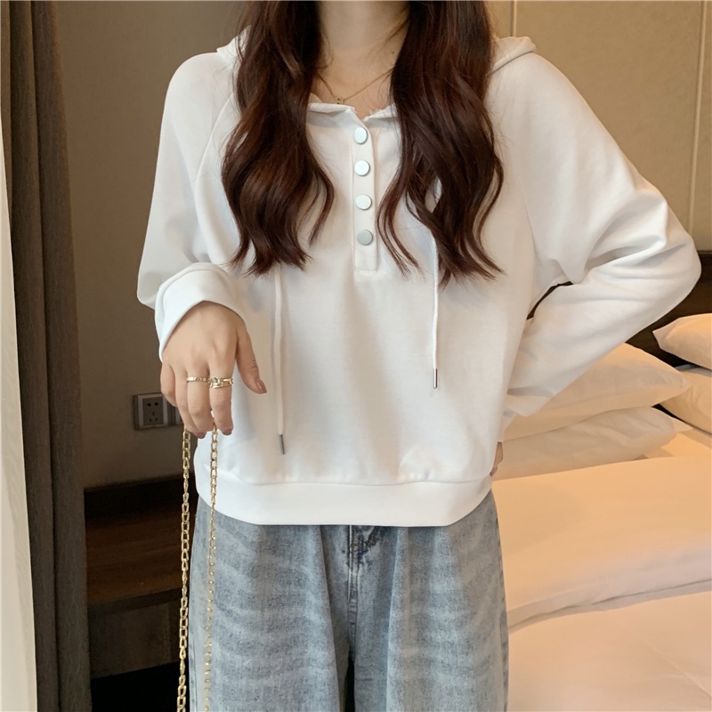 Áo hoodie kiểu croptop tay dài phong cách Hàn Quốc trẻ trung thời trang dành cho nữ