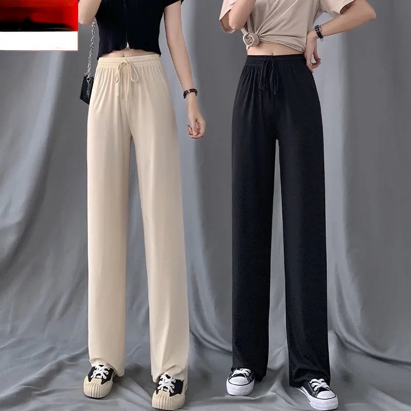 Quần ống rộng Chất Liệu Lụa Lạnh Thiết Kế Mỏng Kiểu Dáng Đơn Giản Thời Trang Mùa Hè 2022