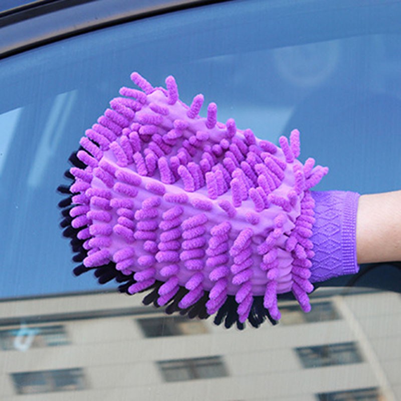 [Random Color] 2 In 1 Ultrafine Fiber Chenille Car Motorcycle Cleaning Wash Glove