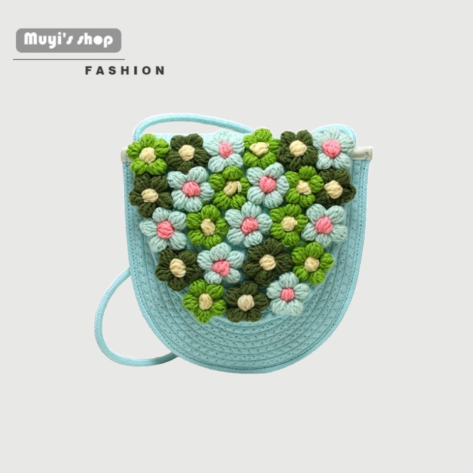 Túi Đeo Chéo Vai Đan Cói Đính Hoa Nhỏ Dễ Thương Thời Trang Mùa Hè Dành Cho Bạn Nữ 2022