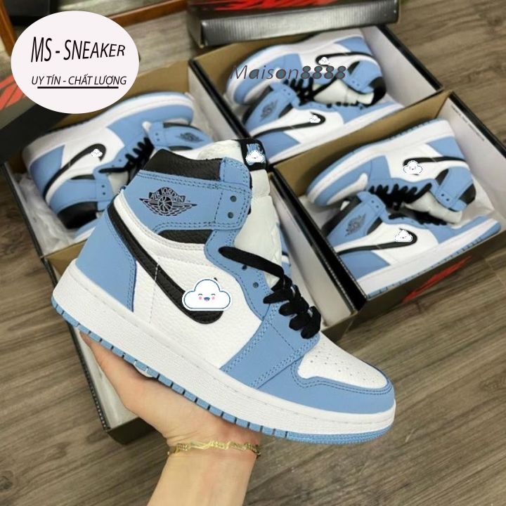 giày thể thao jd cổ cao xanh blu, giày jd1 low cổ cao MS Sneaker hàng cao cấp full size full phụ kiện