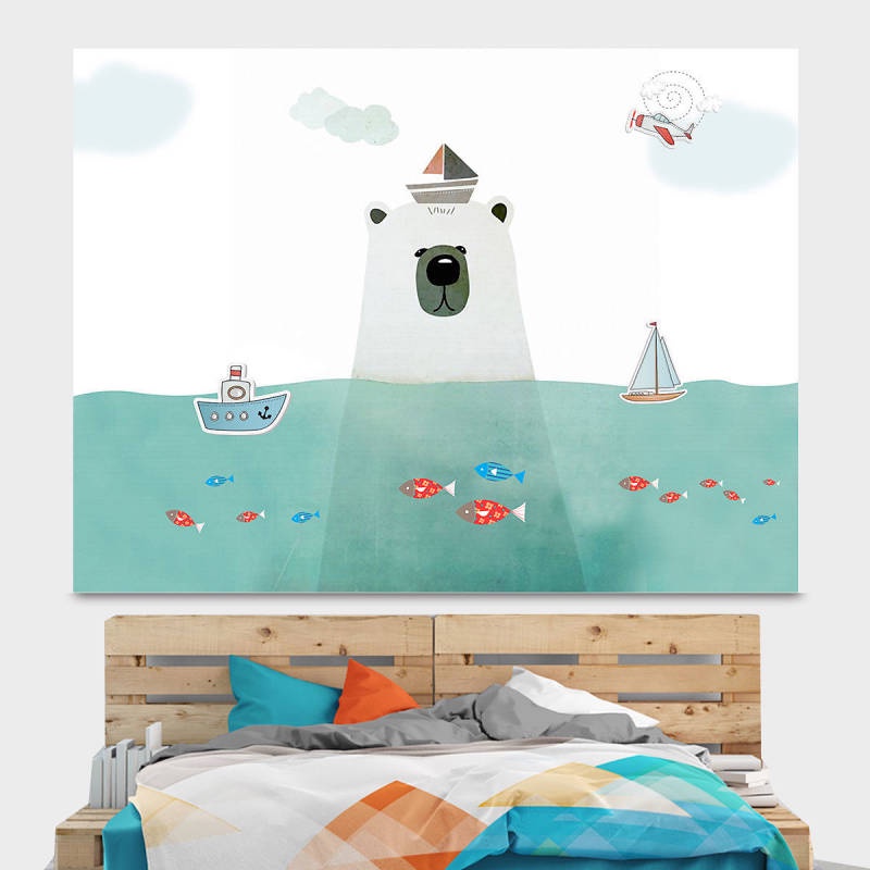 Tấm Vải Treo Tường Họa Tiết Hoạt Hình Cá Voi / Trái Tim / Ngôi Sao Trang Trí Phòng Ngủ Cho Bé Gái