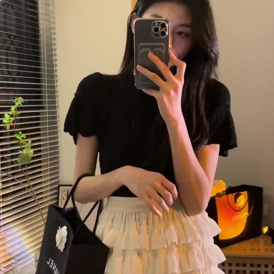Áo Croptop Tay Ngắn Phong Cách Hàn Quốc Thời Trang Mùa Hè 2022 Dành Cho Nữ
