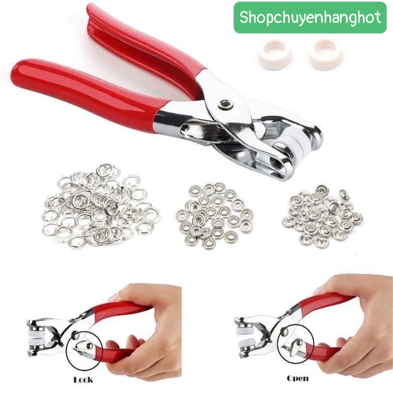 Bộ Kìm Bấm Cúc Vành,Cúc Sắt,Dụng Cụ Bấm Khuy Áo Tiện Dụng Cho Mọi Nhà