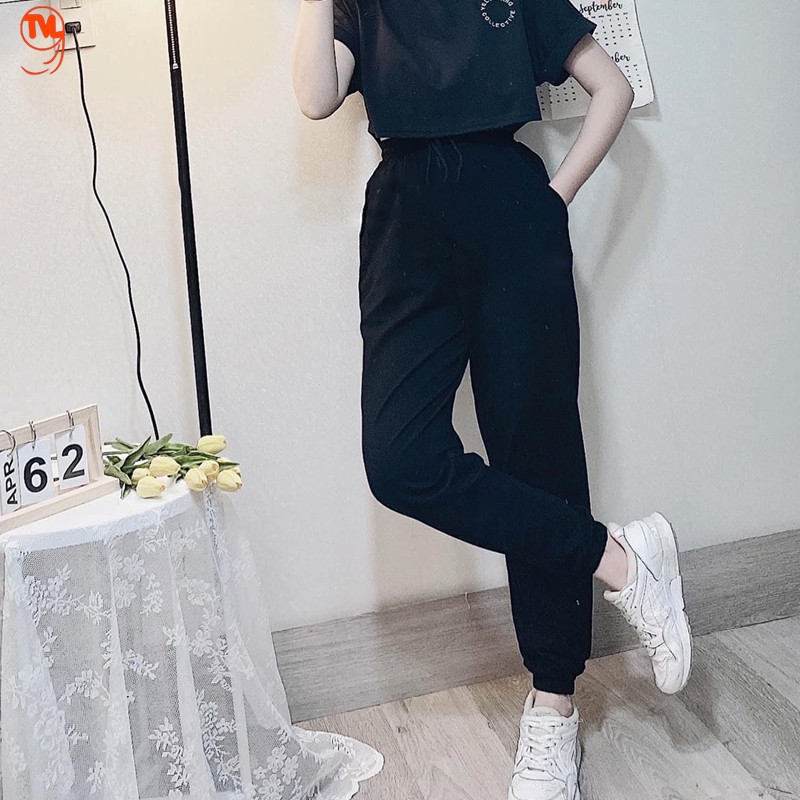 Quần Jogger Nữ TVL1999, quần dài nữ ống rộng kiểu dáng thể thao bo gấu chất liệu nỉ da cá cao cấp không phai xù