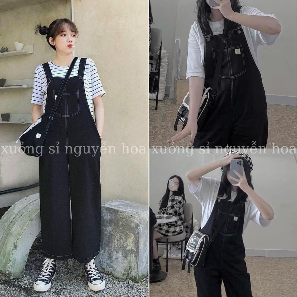 Quần yếm chỉ nổi ống rộng form dáng unisex nam nữ mặc được phong cách hàn quốc trẻ trung năng động