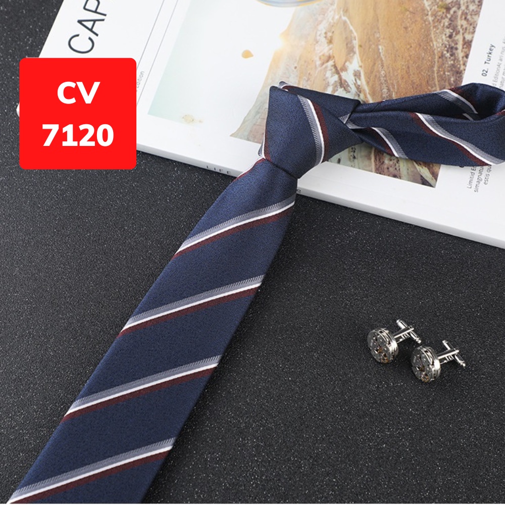 Cravat Nam cỡ trung 7cm cao cấp nhiều mẫu lựa chọn, cà vạt chú rể, Cavat dự tiệc, Calavat công sở CV-7120
