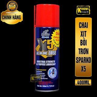 Chai Xịt Chống Rỉ Sét Và Bôi Trơn CHÍNH HIỆU SPARKO X5 400ML Tẩy Rỉ Sét Xích Xe Đạp, Xe Máy,Ô Tô, Quạt,..-Kivovi