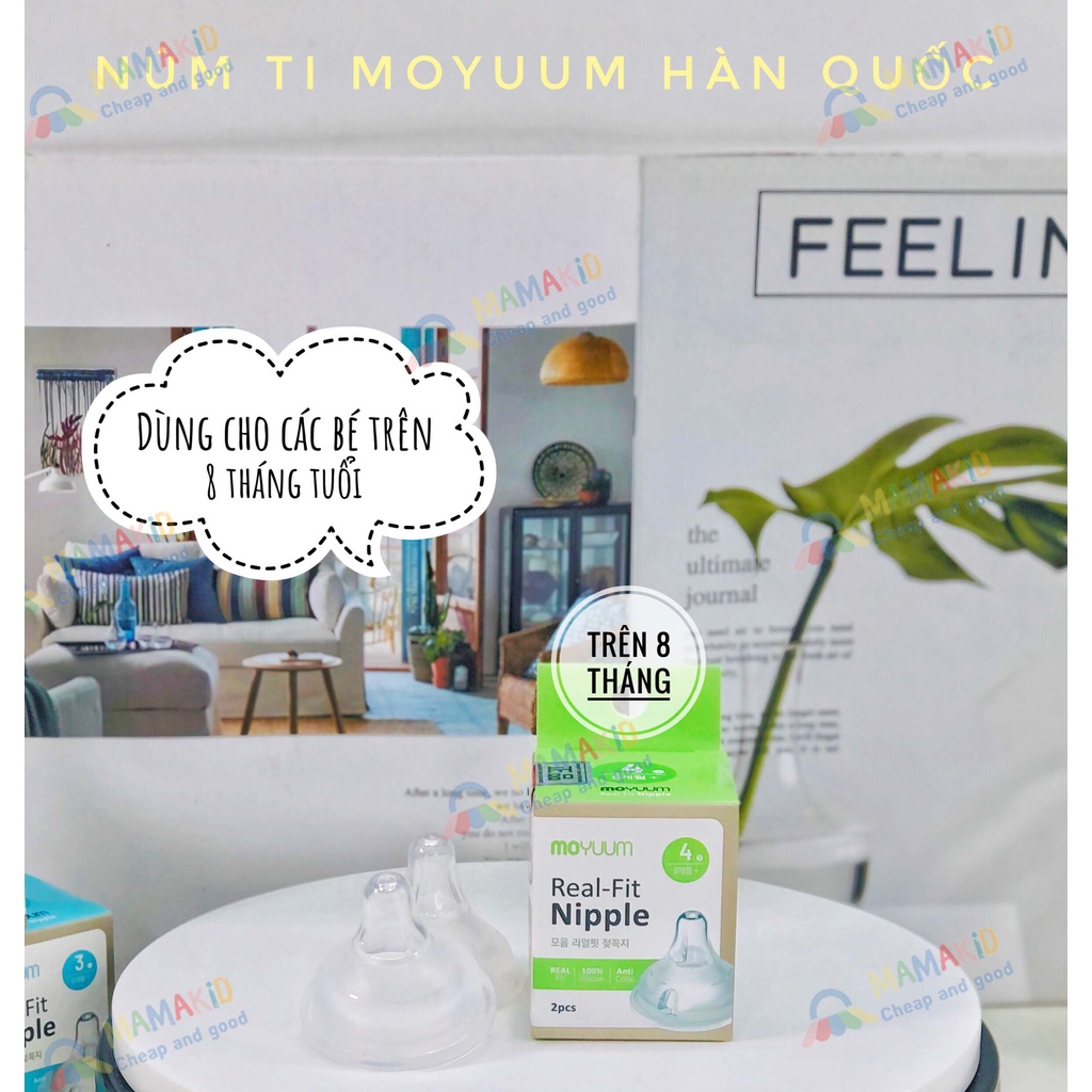Núm ti bình sữa Moyuuum Hàn Quốc cho bé đủ size 1, 2, 3, 4