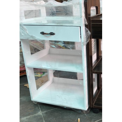 Kệ gỗ  3 tầng có ngăn kéo, có bánh xe di chuyển linh hoạt, chất liệu gỗ thịt CHẮC CHẮN BỀN ĐẸP