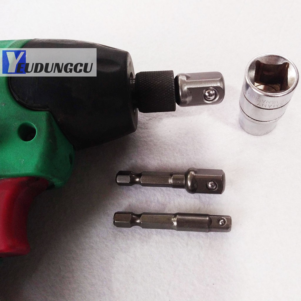 Đầu chuyển vít sang Khẩu Bulong (dài 5cm) 1/4&quot; 3/8&quot; 1/2&quot; YeuDungCu Gắn Cho Máy Khoan, Máy Bắn Vít