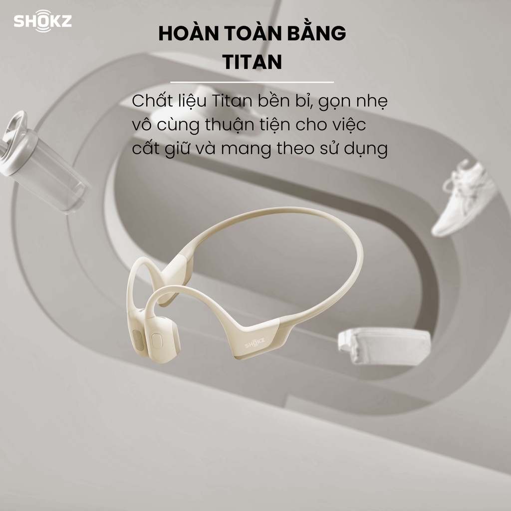 Tai Nghe Bluetooth Thể Thao Truyền Âm Thanh Qua Xương SHOKZ OPENRUN PRO S810 Màu Be - Bảo Hành 2 Năm