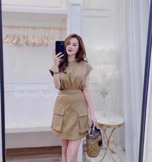 Váy nâu liền thân túi hộp