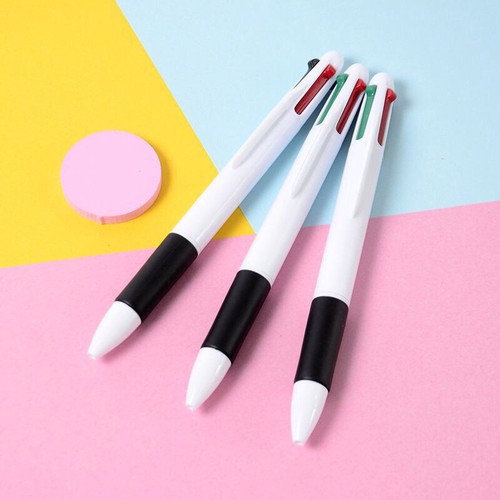 [1 BÚT GỒM 4 NGÒI 4 MÀU] Combo 20 Bút bi 4 màu nhựa trắng cao cấp mực đều nét đẹp