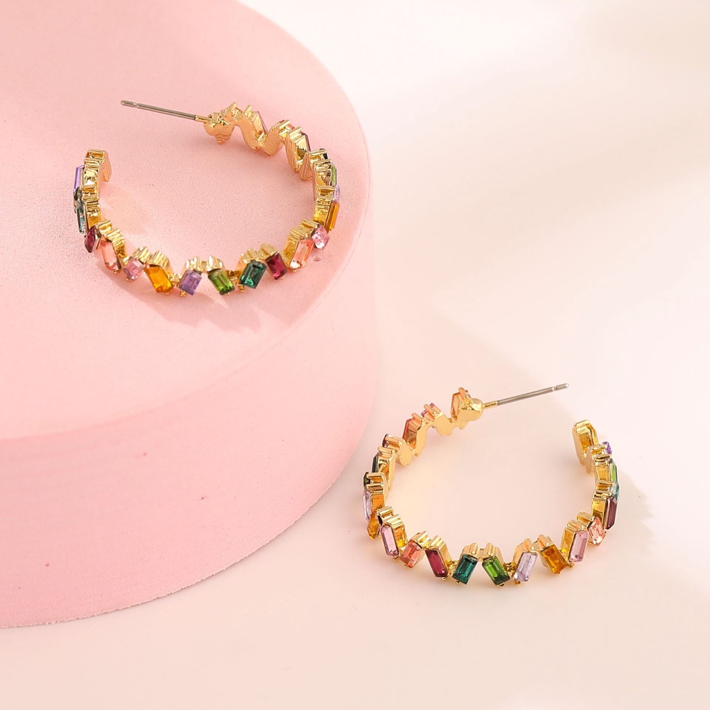 Khuyên tai Pinkdudu PD845 hợp kim mạ vàng đính đá sang trọng cho nữ