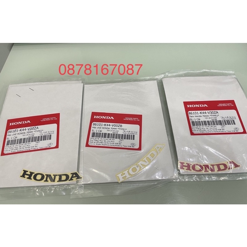 Tem Honda Cong 70mm Chính Hãng Honda vision 2014-2023 việt nam