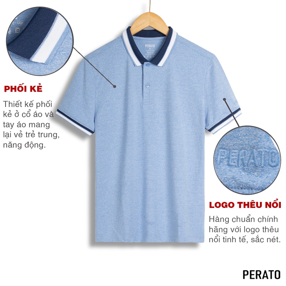 [MUA 2 GIẢM 40K] Áo Thun Polo Nam Ngắn Tay Có Cổ PERATO, Vải Cotton Cao Cấp, Phom Ôm Vừa, Trẻ Trung, Năng Động | BigBuy360 - bigbuy360.vn