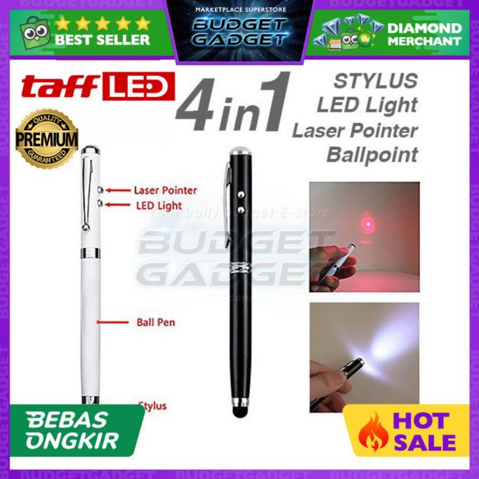 Bút Bi 4 Trong 1 Kèm Đèn Pin