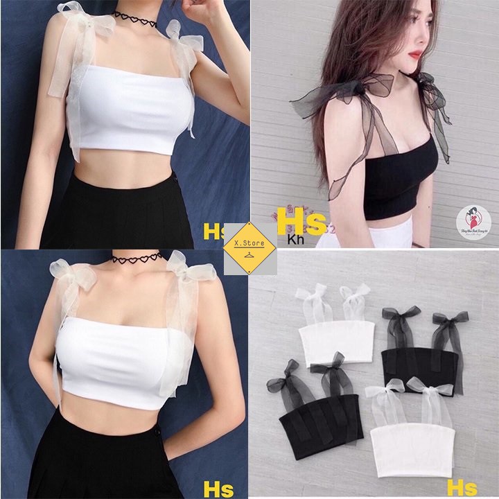 Áo Croptop Quây Dây Dáng Ôm Von Vai Unisex - Có Ảnh Thật Tự Chụp + Đánh Giá X.Store