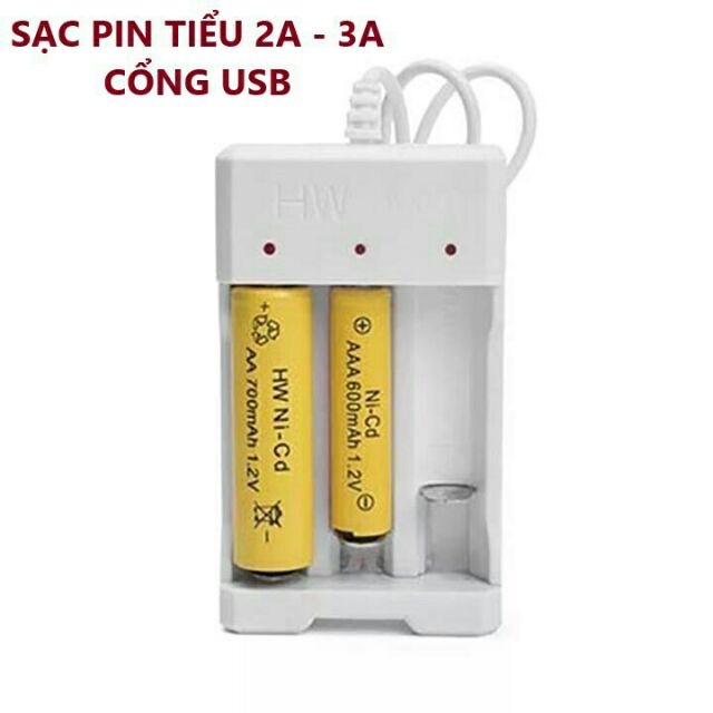 Bộ sạc pin tiểu 2A/3A đa năng USB