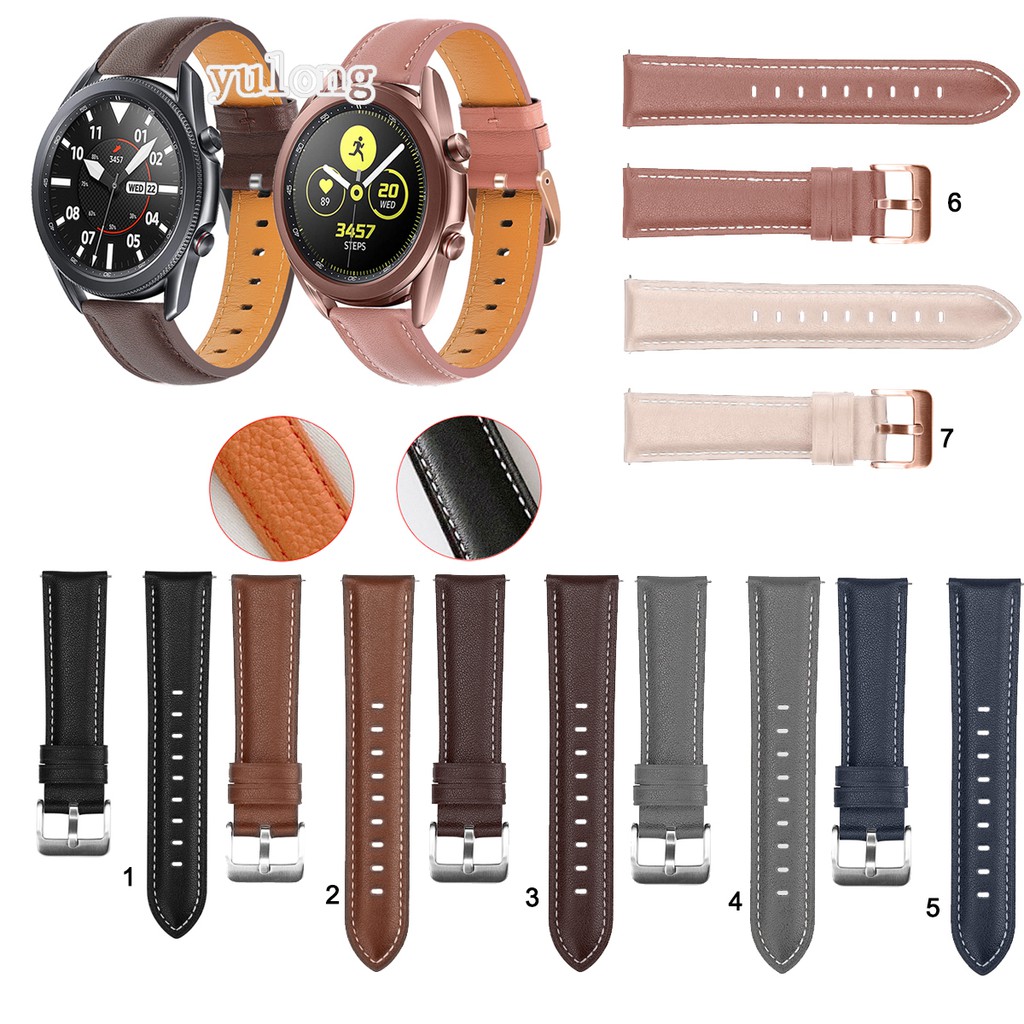 Dây Đeo Bằng Da Thật 20mm 22mm Cho Đồng Hồ Thông Minh Samsung Galaxy Watch 3 41mm 45mm 42mm 46mm Frontier Gear S3
