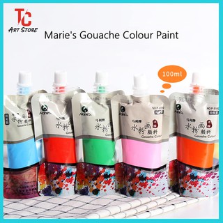 Màu Nước Dạng Bột Gouache MARIE'S dòng cao cấp - dạng bịch 100ML - FULL BẢNG MÀU