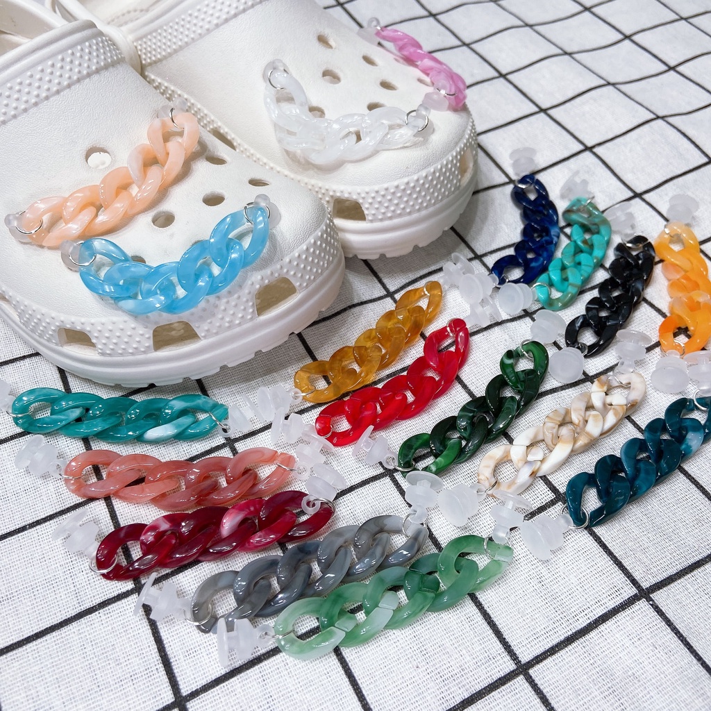 sticker dép crocs1 Dây Chuỗi Hạt Xỏ Giày Trang Trí DIY Nhiều Màu