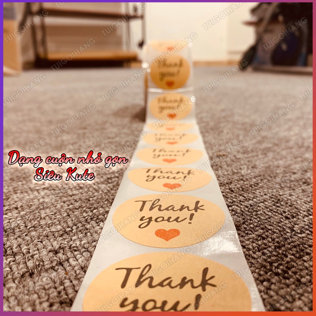 Tem Sticker Thank You In Màu In Sẵn Tự Dính Cuộn 45mm 500 Tem - 5 Mẫu Tùy Chọn