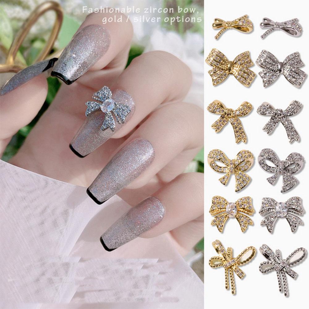 Phụ Kiện Trang Trí Móng Tay 3D Hình Nơ Bằng Kim Loại Sang Trọng DIY