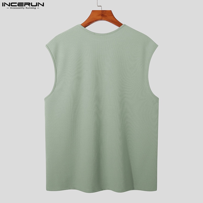 INCERUN Áo Thun Ba Lỗ Màu Sắc Đơn Giản Cho Nam