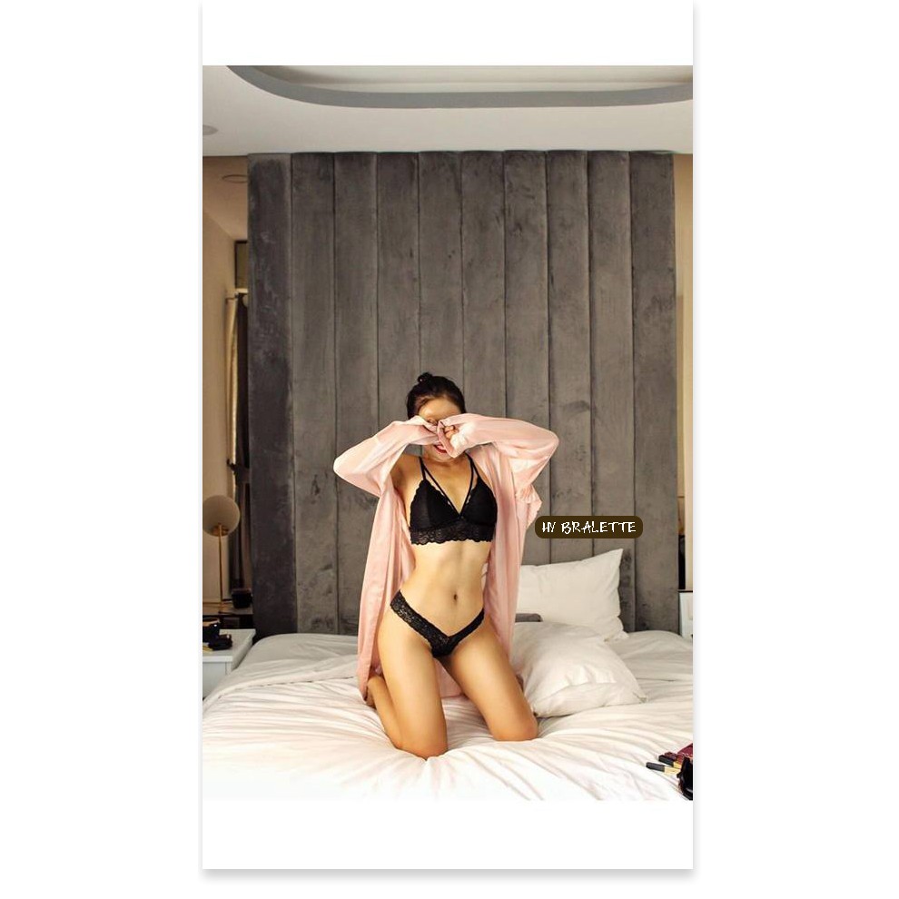 Đồ lót nữ sexy gợi cảm màu đen có dây áo ôm ngực, có mút mỏng, vải ren cao cấp thoáng mát BRAHY 064