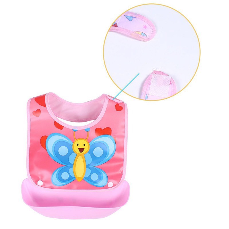 Yếm Ăn Silicon Chống Thấm Nước Hoạ Tiết Hoạt Hình Cho Bé