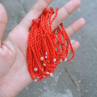 Vòng chỉ đỏ may mắn mix charm bi bạc 925
