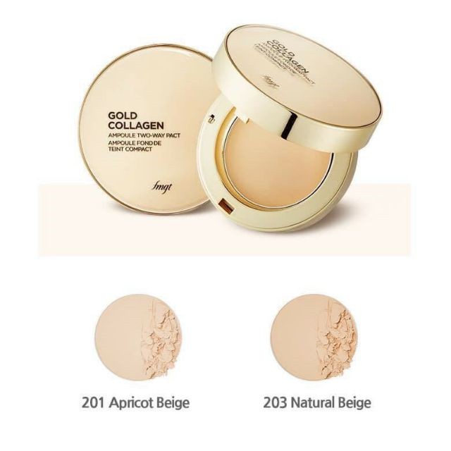 Phấn Phủ The Face Shop Gold Collagen Ampoule Two-way Pact SPF30++ (2 Tone)