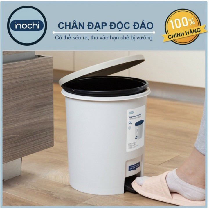 Thùng rác đạp Tròn inochi Hiro 6L và 12L ,thùng rác cao cấp kháng khuẩn inochi