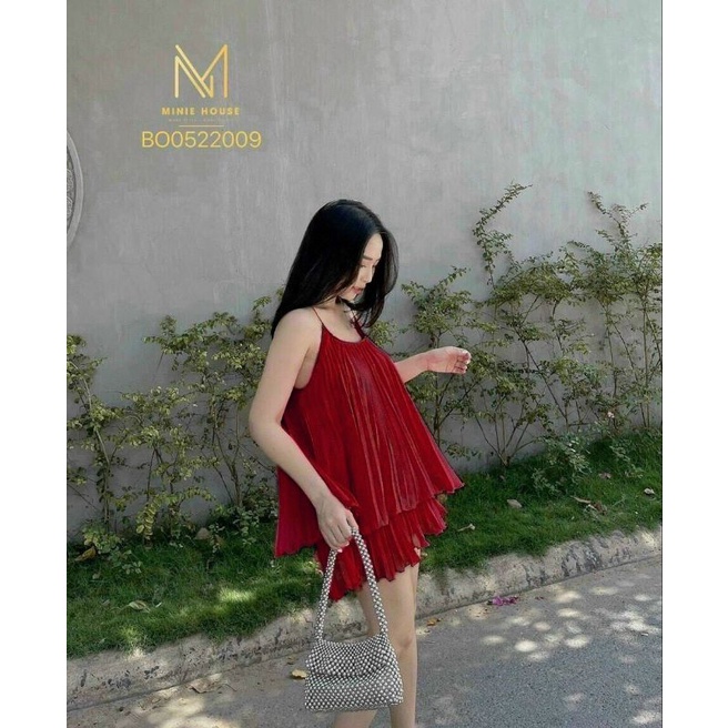 Set Lụa Dập Ly Áo Hai Dây Babydoll Và Chân Váy Xòe - Form Rộng Thoải Mái - Tiểu Thư Bánh Bèo Cute