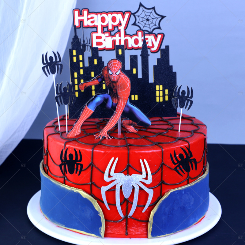 1set Spiderman Cake Decoration  Cake Topper Cute Super Hero Cupcake Topper For Kids Birthday Party