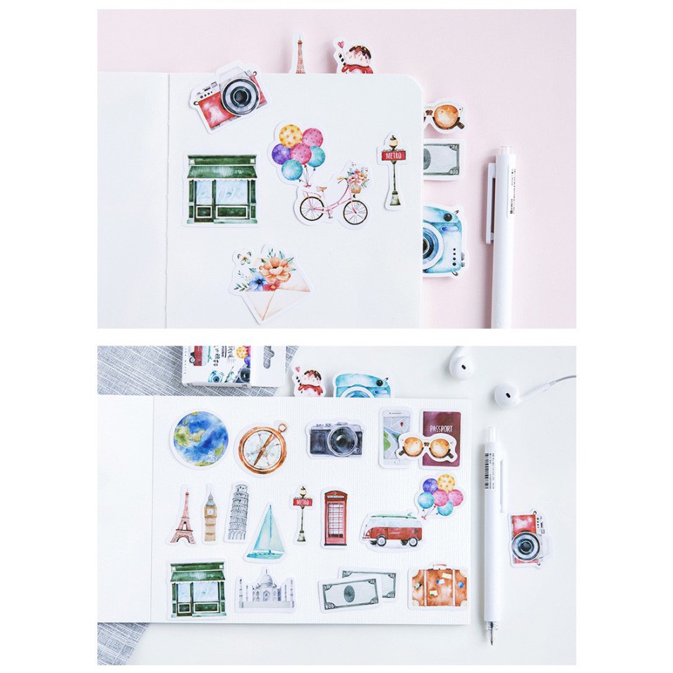 Bộ sticker/ Hình dán Dã Ngoại Sinh Động (45 Hình)