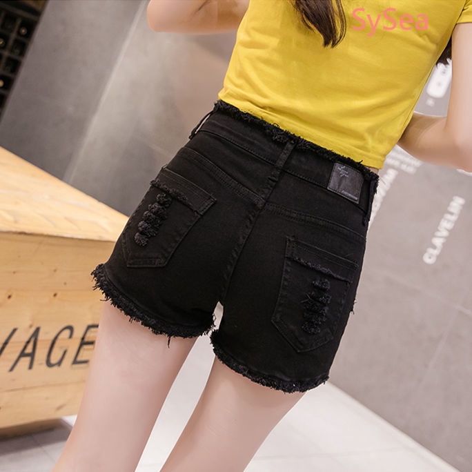 Quần Short Jean Rách Trơn Màu Thời Trang Nữ