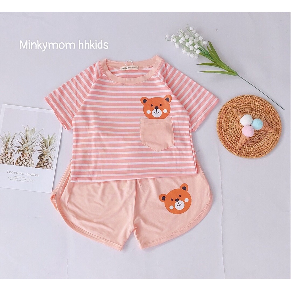 Bộ cộc tay sọc dệt cho bé trai và gái.