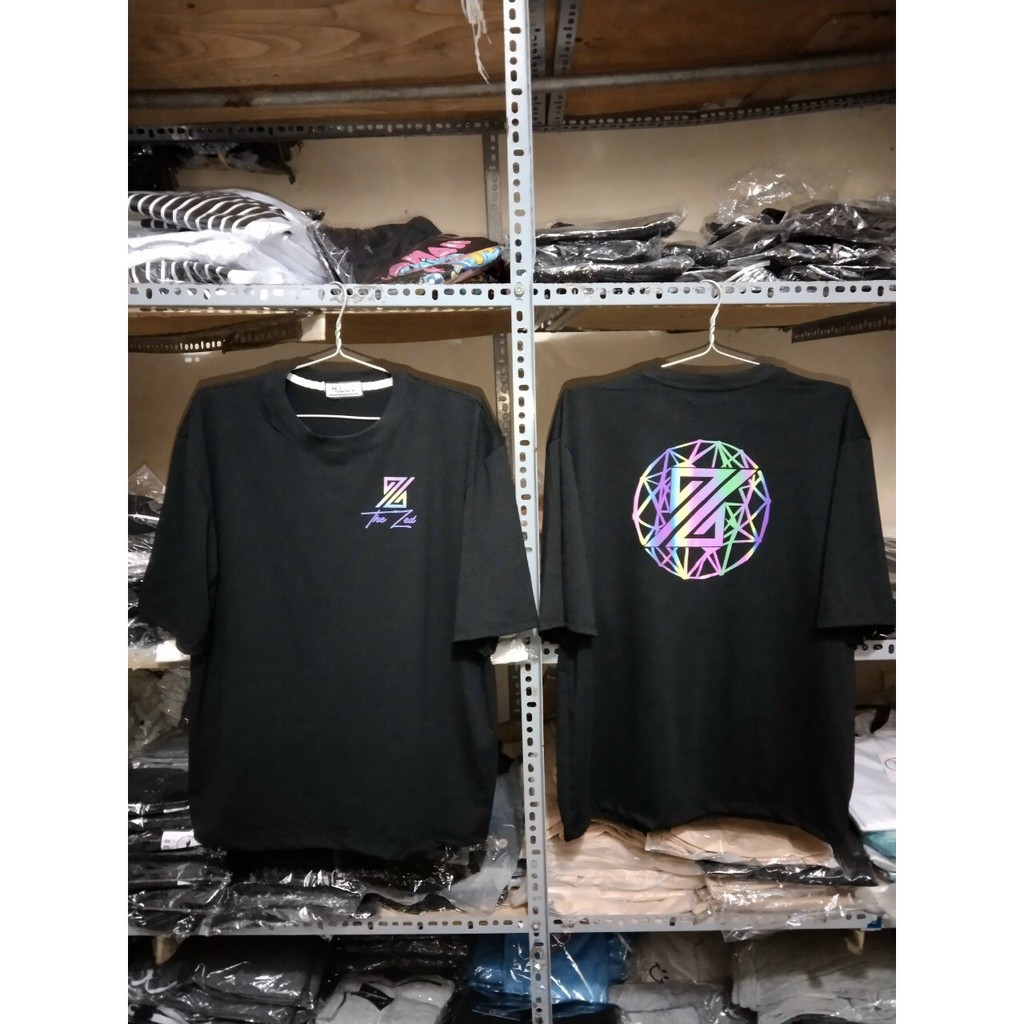 Áo thun phản quang tay lỡ form rộng unisex mặc áo phông đôi chữZED in 2 mặt
