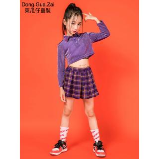 Bộ Trang Phục Áo + Chân Váy BM Sọc Ca Rô Phong Cách Hip hop Hàn Quốc Thời Trang Cho Bé Gái