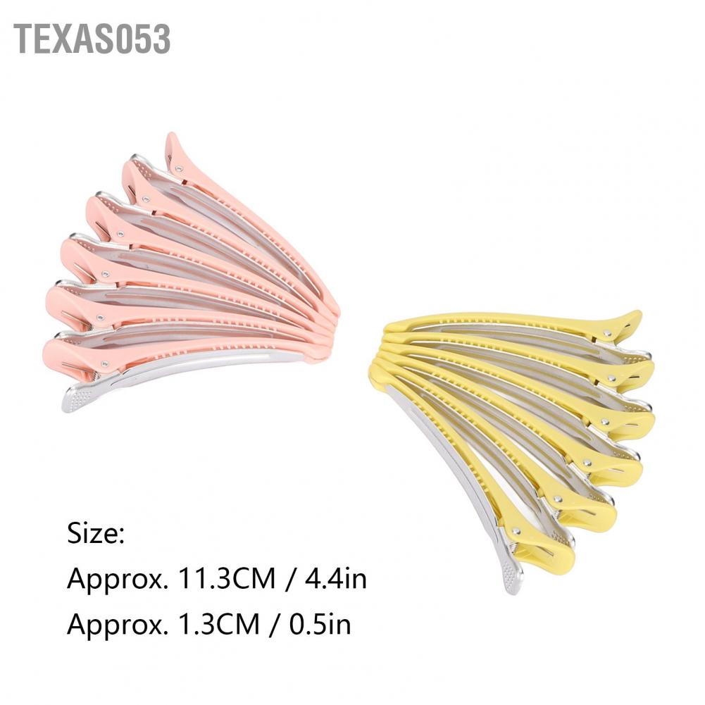 Hàng Sẵn Set 12 Kẹp Tóc Mỏ Vịt Chuyên Dụng Cho Salon Chống Trượt Màu Sáng Vàng Hồng【Texas053】