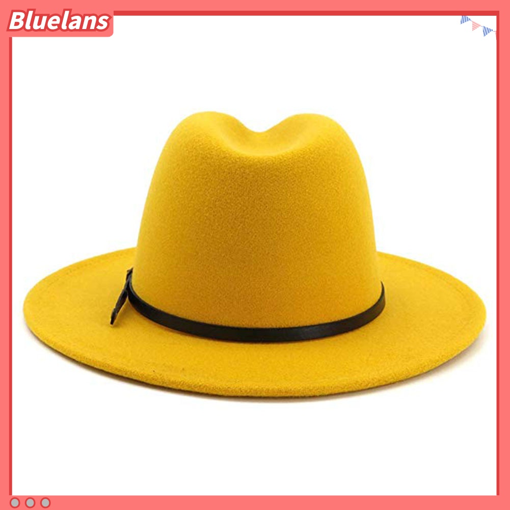 Nón Fedora Rộng Vành Thoáng Khí Màu Trơn Thời Trang Đường Phố 48h Cho Nữ