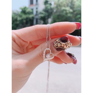 Dây chuyền bạc Tim nghiêng