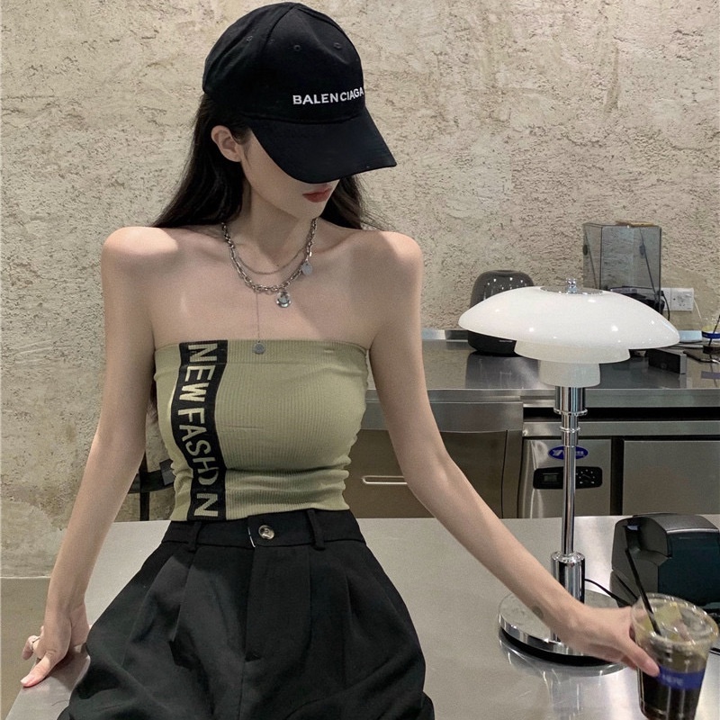 Áo Ống Sát Nách Hoạ Tiết Chữ Thời Trang Mùa Hè Cho Phái Nữ