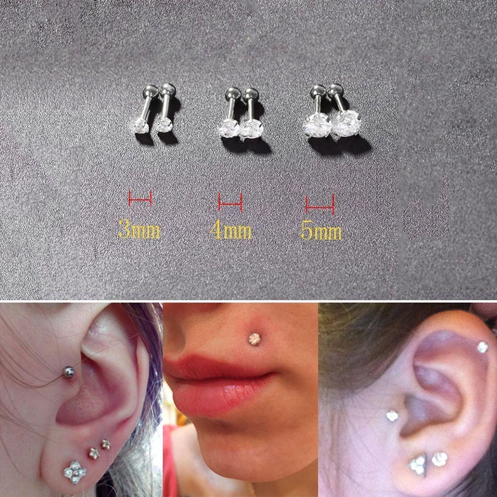 Trang Sức CLEOES|Khuyên Tai Đính Đá CZ Prong Phong Cách Punk