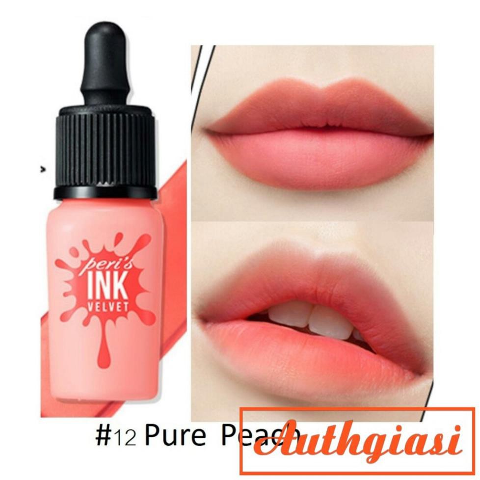 Son Peripera Ink Velvet Màu Mới 22 Cam Cháy và 12 Hồng Đào lên màu cực chuẩn